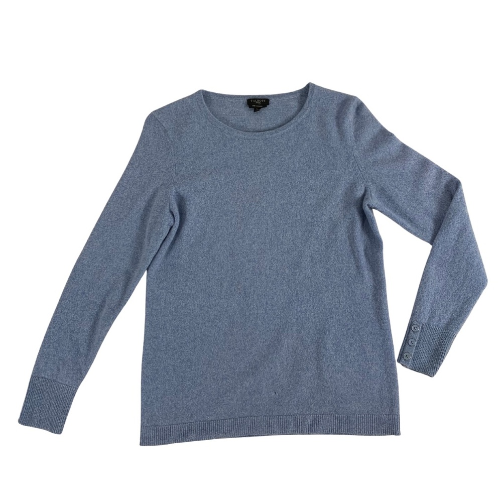 Talbots Light Blue 100% Cashmere Sweater Women's MP V-Neck Preppy Mimimalist